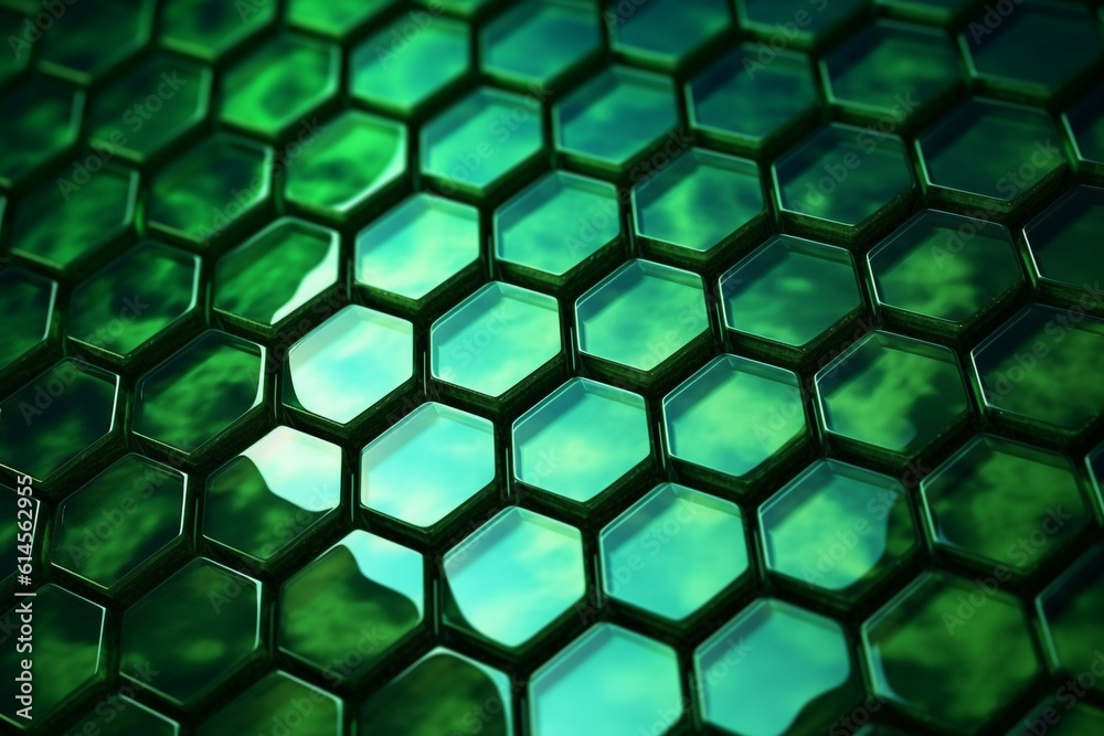 Naklejka premium Abstract background formed from green hexagons , Glass green Pattern, Geometric Crystals, Abstract