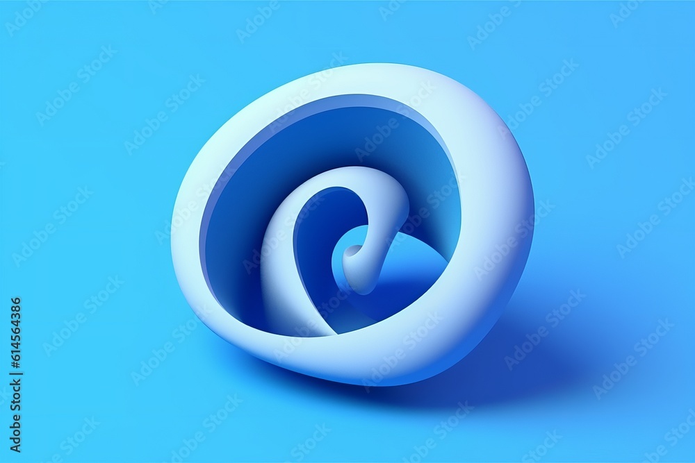 Generative AI. Abstract layered curvy object with a hole, isolated on a blue background. A modern minimalistic design suitable as a wallpaper. Generative AI Generative AI. Abstract layered curvy object with a hole, isolated on a blue background. A modern minimalistic design suitable as a wallpaper. Generative AI