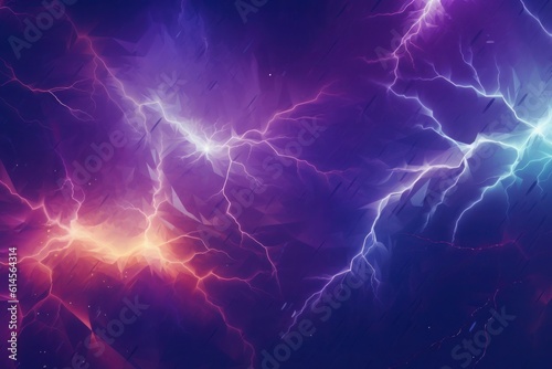 Abstract background crackling with electrifying energy, as vivid lightnings illuminate the darkness, creating a captivating and dynamic display. Generative AI