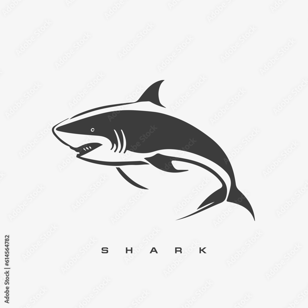 Modern vector shark logo template. Modern vector shark logo template.