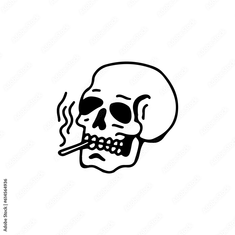 vector illustration of a skull with a cigarette vector illustration of a skull with a cigarette