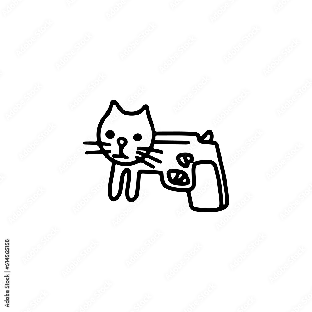 Fototapeta premium vector illustration of cat gun concept