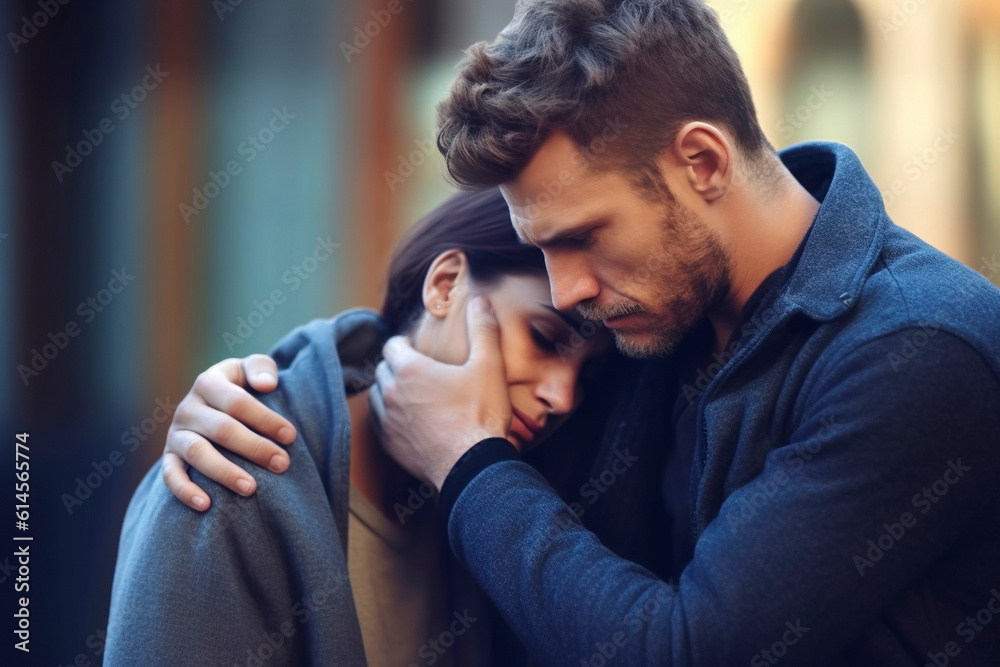 Portrait of a man with his partner going through bad times in their relationship. Ai generated. Portrait of a man with his partner going through bad times in their relationship. Ai generated.