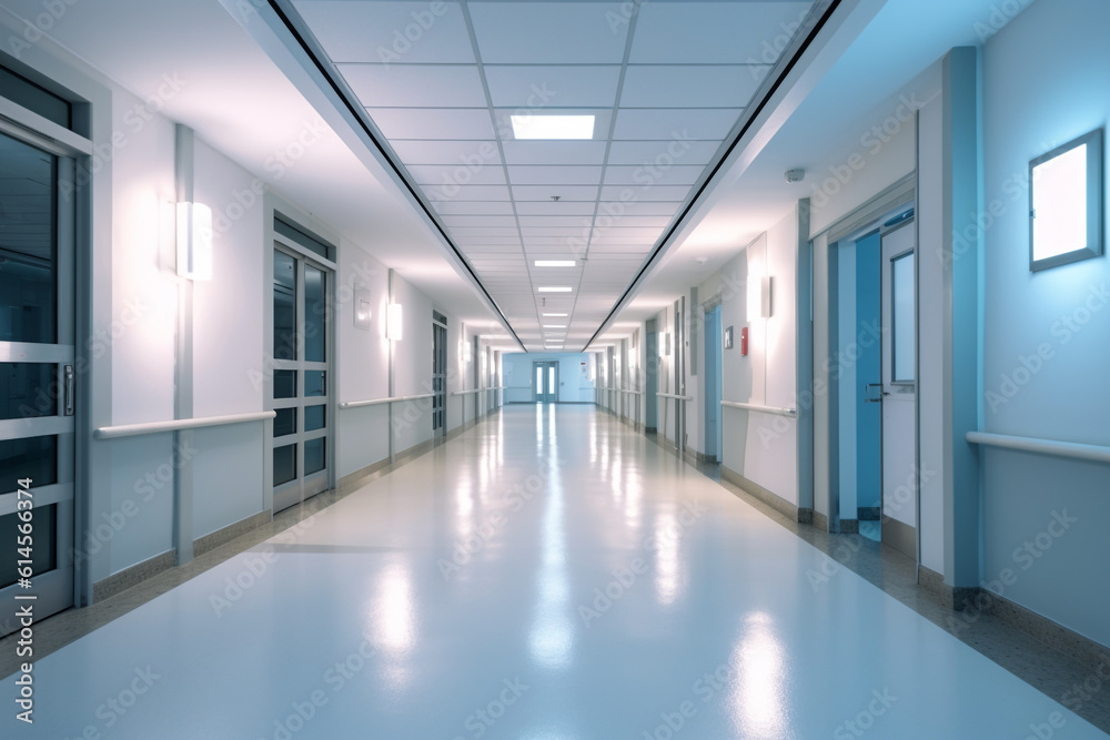 Hospital hallway, empty hospital corridor