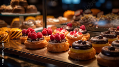 Gourmet desserts at a bakery, assortment of fancy desserts