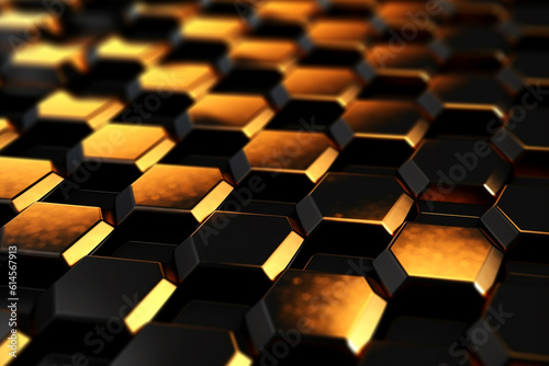 abstract gold background with hexagons tec