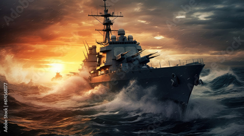 Fotografia Battle Ship in the Storm