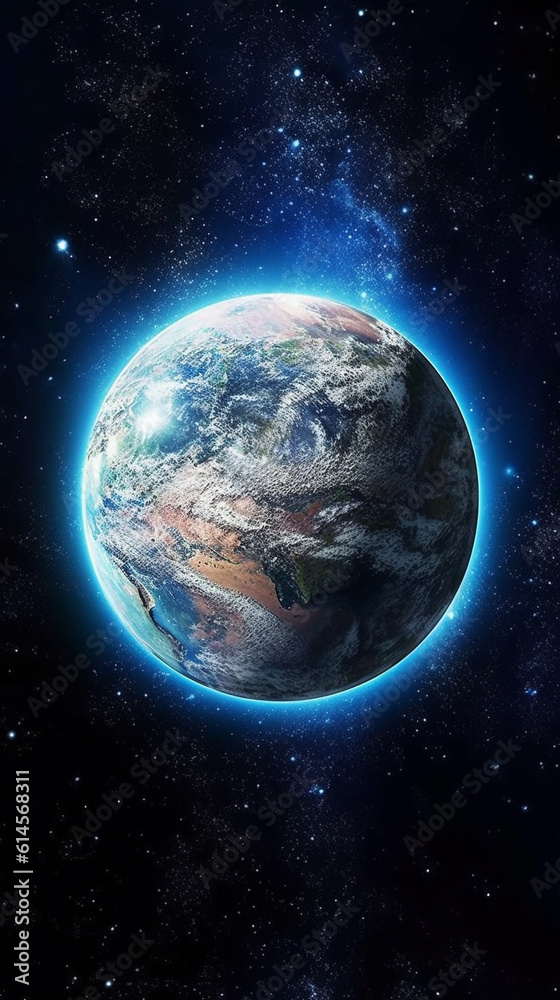 Planet Earth with a blue outline, planet earth from outer space