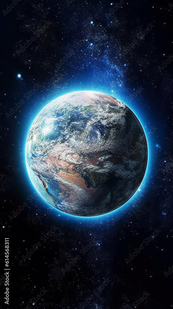 Obraz premium Planet Earth with a blue outline, planet earth from outer space