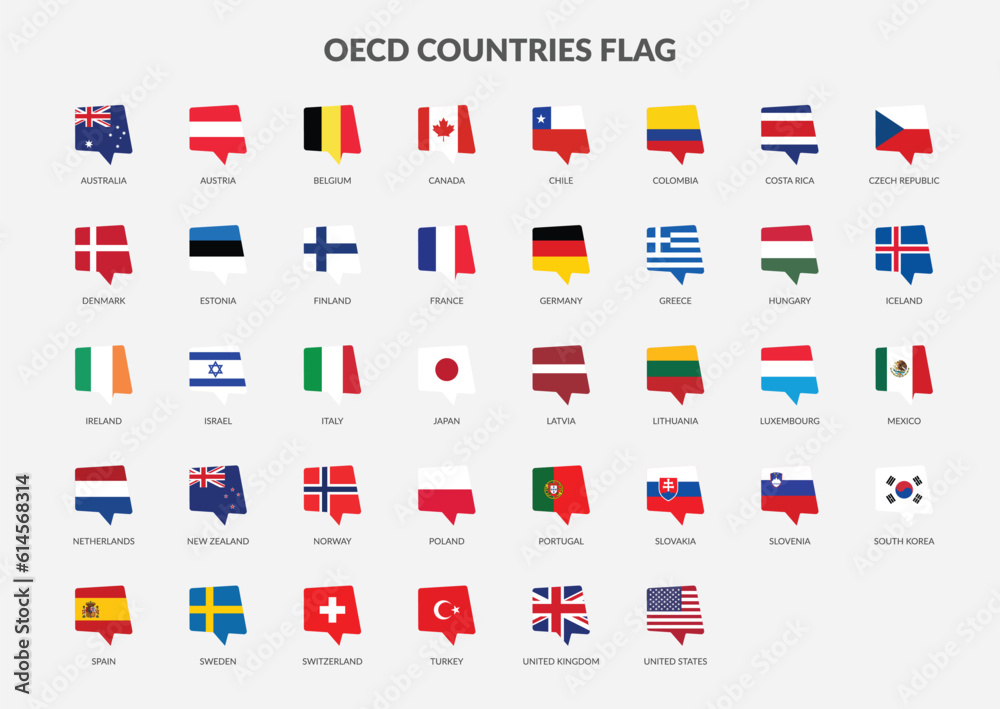 OECD - Organisation for Economic Co-operation and Development Countries flag Chat icons collection OECD - Organisation for Economic Co-operation and Development Countries flag Chat icons collection