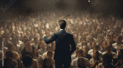 CEO giving a speech, powerful and inspiring business leader giving a motivational talk