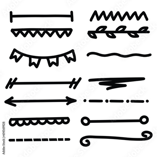 Set of hand drawn underlines on a white background EPS Vector