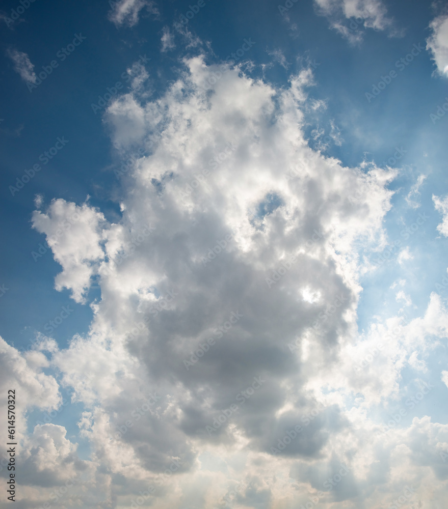 A panoramic view of scattered white clouds against a blue sky A panoramic view of scattered white clouds against a blue sky