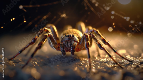 A close - up image of a spider weaving its web © didiksaputra