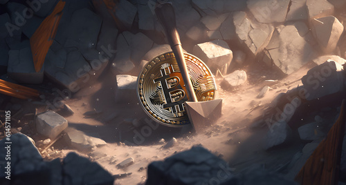 Bitcoin BTC mining miners crypto blockchain, AI generated photo
