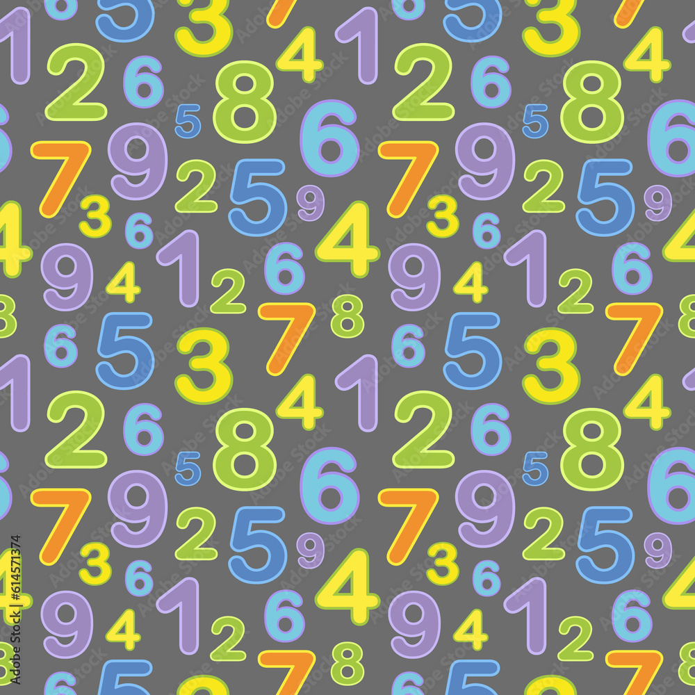 Background of numbers mixed (pattern). Good for social media, comics doodle style design elements, t-shirt print, poster, card, book cover. cartoon children figures.