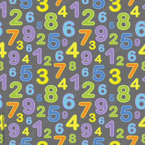 Background of numbers mixed (pattern). Good for social media, comics doodle style design elements, t-shirt print, poster, card, book cover. cartoon children figures.