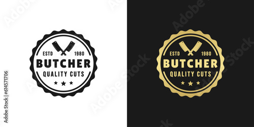 Butchery logo vector or Butcher logo quality cuts vector isolated. Best Butchery logo or Butcher logo to present your shop with the best quality cuts of meat. Elegant Butcher logos for your business.