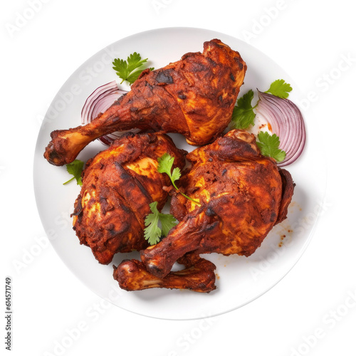 Delicious Plate of Tandoori Chicken Isolated on a Transparent Background