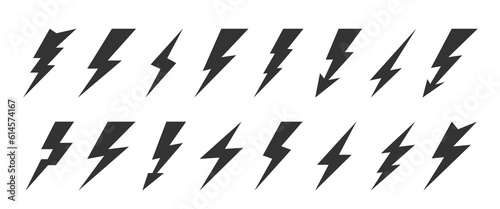 Photo Lightning bolt flash icon set