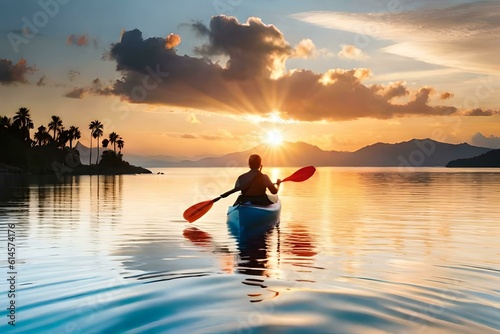 Kayak in crystal clear waters in a tropical setting.