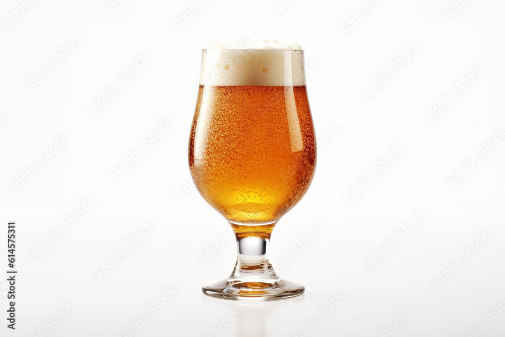 Beer in glass on a white background. Ai generative. Beer in glass on a white background. Ai generative.