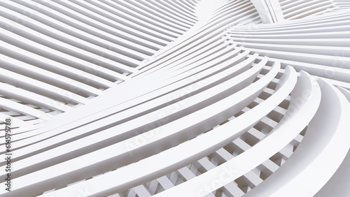 Abstract Curved Shapes. White Circular Background.