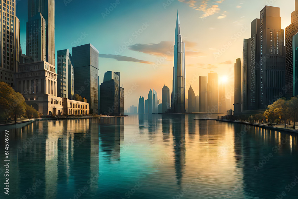 Fototapeta premium futuristic rendering city megacity cyberpunk scifi 3D illustration