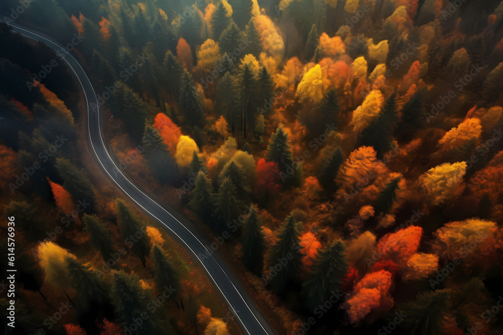 Winding Autumn Road