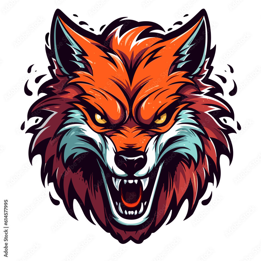 Wolf mascot sport logo design. Wolf animal mascot head vector illustration logo. Tiger head emblem design for eSports team. Character for sport and gaming logo concept. White background.