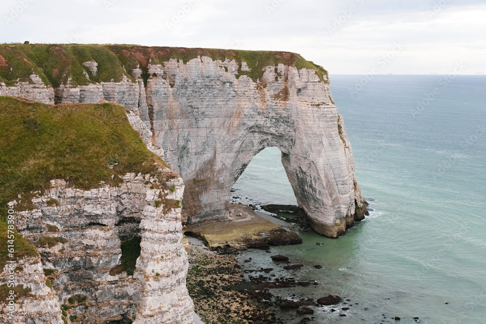 Beautiful view of the natural arch in Etretat.