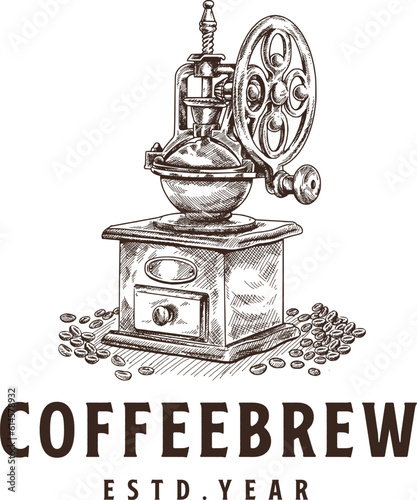 Roaster grinder coffee vintage logo design inspiration