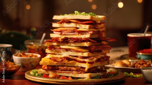 a delectable sandwich, food photography, the sandwich is a delightful combination of layers and flavors