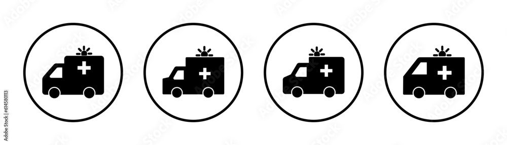 Fototapeta premium Ambulance icon set illustration. ambulance truck sign and symbol. ambulance car