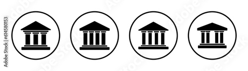Bank icon set illustration. Bank sign and symbol, museum, university