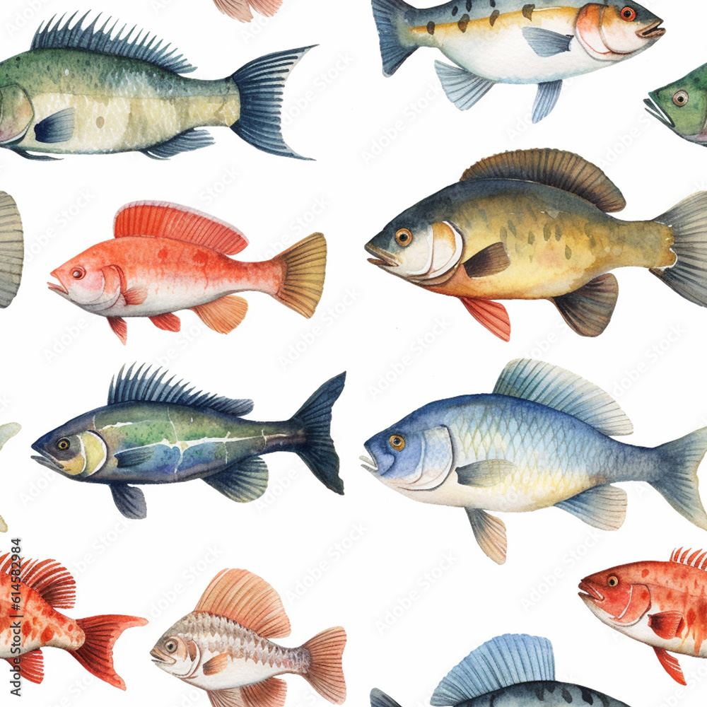 Various Fish PAintings Seamless Pattern 2 Various Fish PAintings Seamless Pattern 2