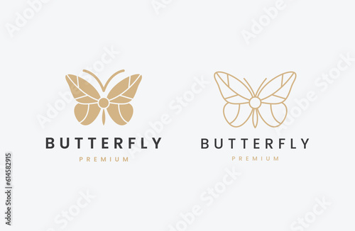butterfly logo vector monoline outline icon illustration