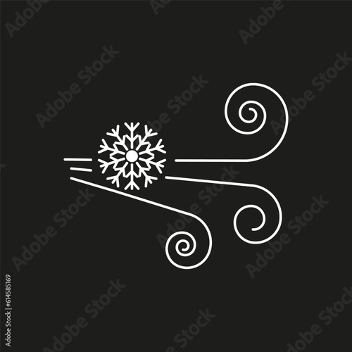 flow cold wind icon, cool air of conditioner, snowflake with swirl lines, freeze. Vector illustration. stock image.
