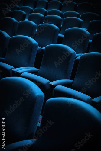 Empty blue theater seat