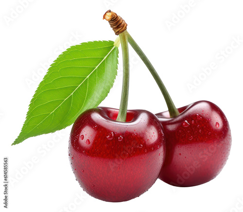 Cherry with leaf isolated. photo