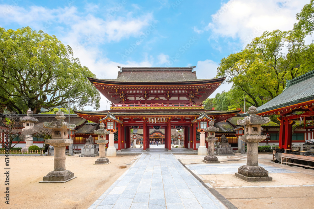 Fukuoka, Japan - Nov 30 2022: Dazaifu Tenmangu  shgrine dedicated to the spirit of Sugawara Michizane, a scholar and politician of the Heian Period