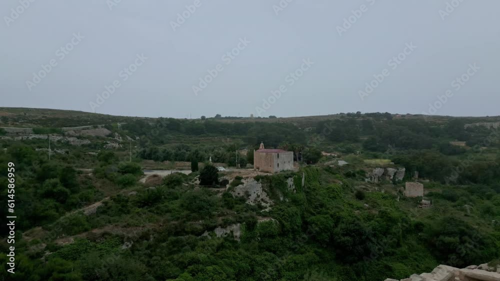 Aerial - Forward rising approach of fort along victoria line wall in malta. Wide Aerial - Forward rising approach of fort along victoria line wall in malta. Wide