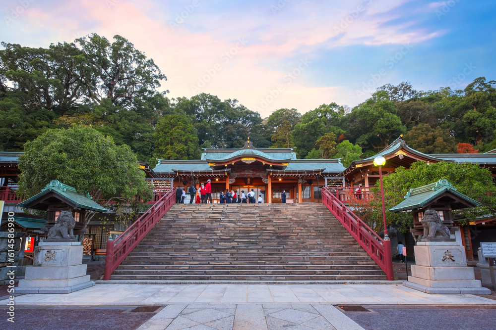 Nagasaki, Japan - Nov 28 2022: Suwa Shrine is a major Shinto shrine, it's established as a way of stopping and reverting the conversion to Christianity that took place in Nagasaki Nagasaki, Japan - Nov 28 2022: Suwa Shrine is a major Shinto shrine, it's established as a way of stopping and reverting the conversion to Christianity that took place in Nagasaki