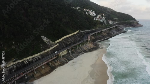 Wallpaper Mural Aerial drone view of cars on Niemeyer Avenue, Rio de Janeiro, Brazil, Atlantic Coast Torontodigital.ca