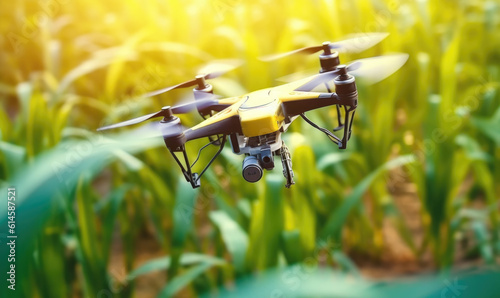 Drone flying over the agricultural land.