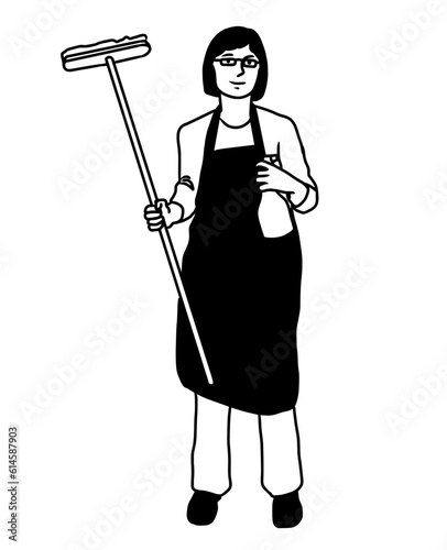 Housekeeper in Work. Housekeeper Illustration Design. House Keeper Uniform