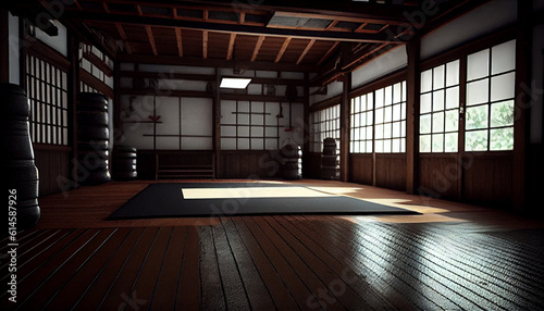 Training red mats and red martial arts Ai generated image