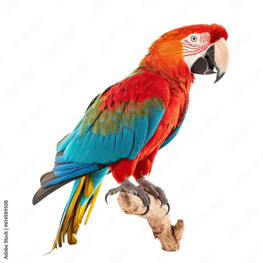 parrot isolated on a transparent background, generative ai