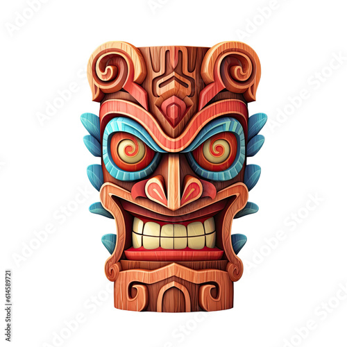 tiki mask isolated on a transparent background, generative ai