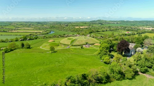 Aerial view of Knowth, the largest, most remarkable ancient monument in Ireland photo